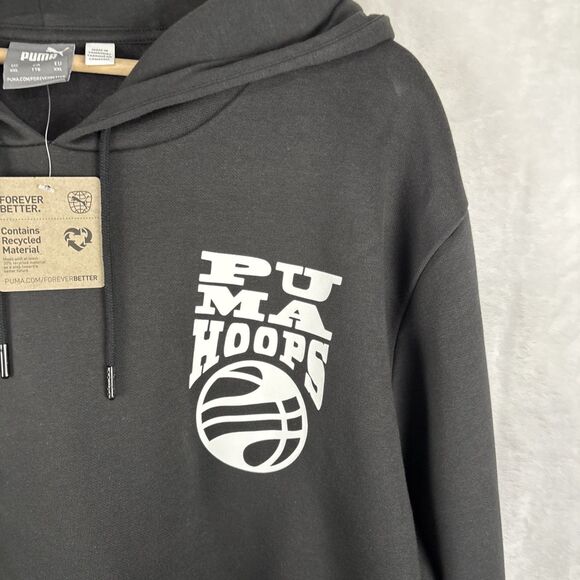 Puma Mens Posterize 2.0 Logo Print Hoodie Black White Size 2XL NWT - Picture 3 of 7